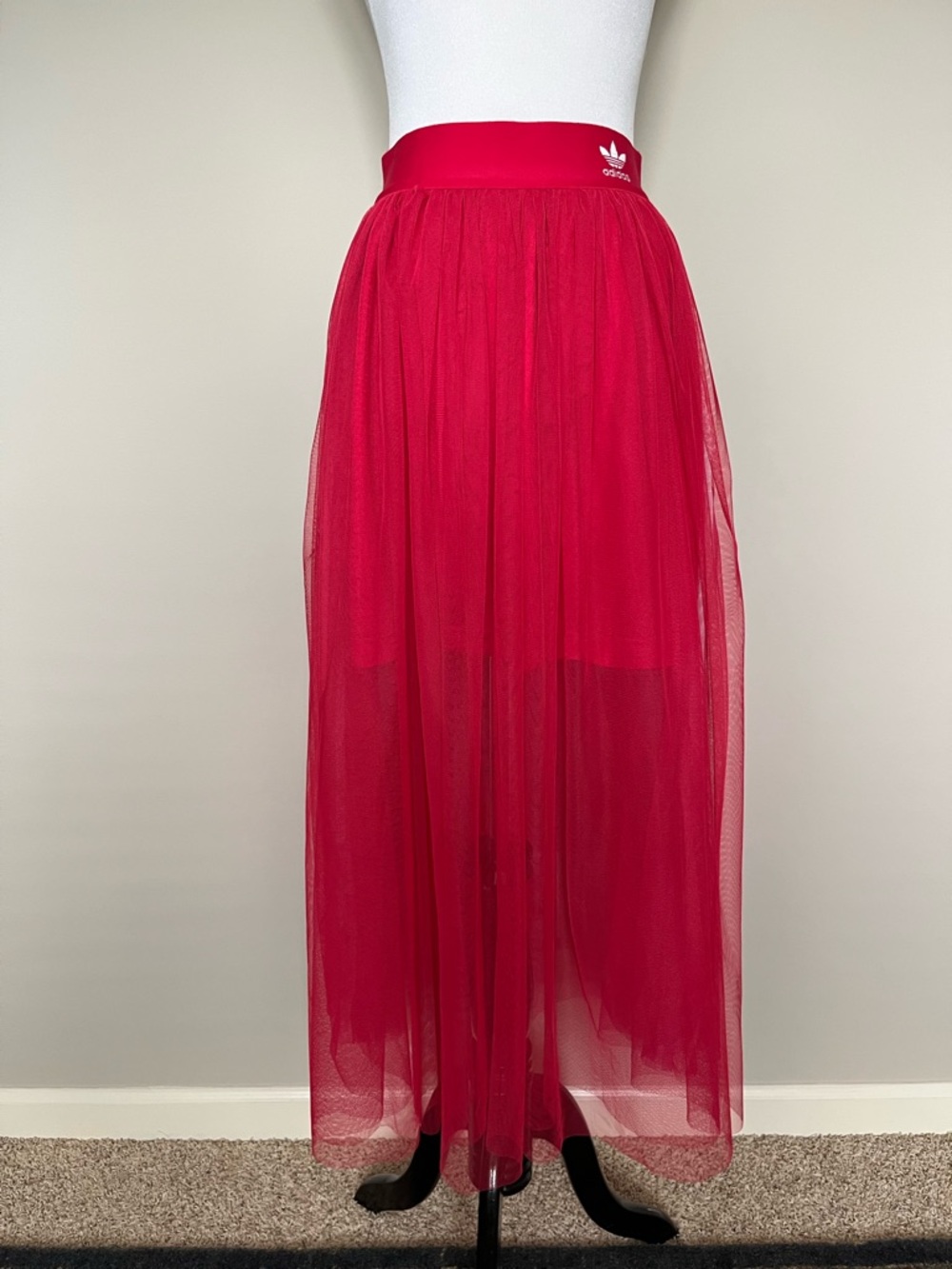 Adidas Women's Red Pleated Tullle Skirt Size Small - Picture 3 of 9